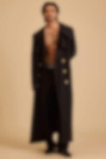 Black Heavy Knit Formal Pants by Siddartha Tytler Men at Pernia's Pop Up Shop