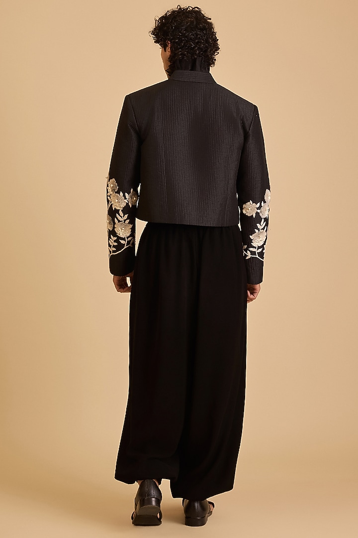 Black Microfiber Oversized Combat Pants by Siddartha Tytler Men at Pernia's Pop Up Shop