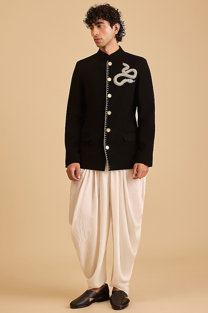 Ivory French Rayon Draped Pants by Siddartha Tytler Men at Pernia's Pop Up Shop