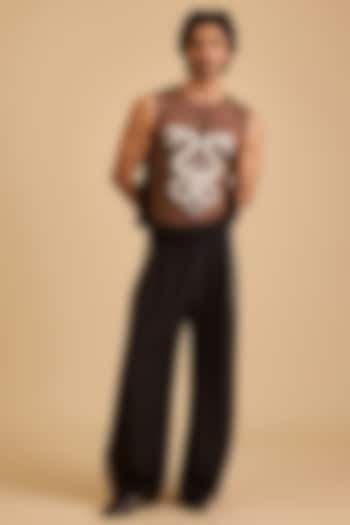 Black Micro Fiber Oversized Pants by Siddartha Tytler Men at Pernia's Pop Up Shop