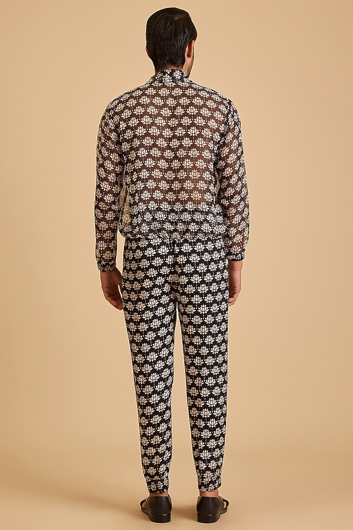 Black & White Georgette Printed Top by Siddartha Tytler Men at Pernia's Pop Up Shop