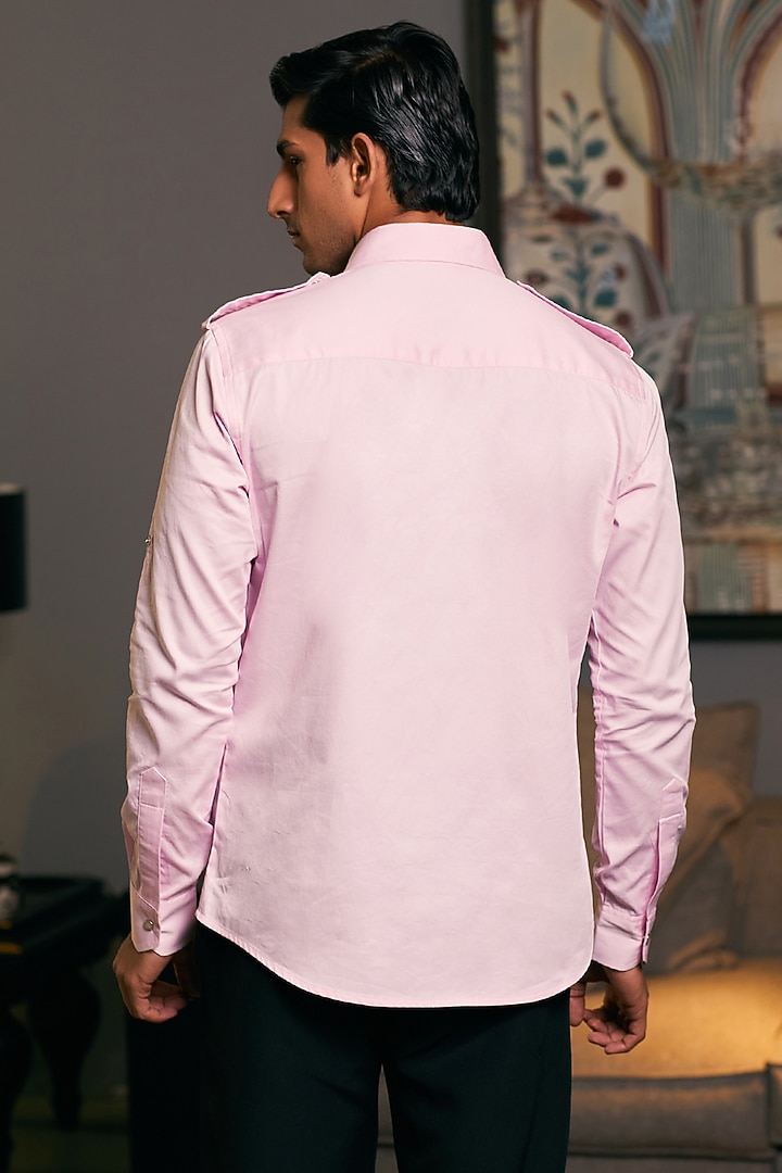 Bubblegum Pink Cotton Satin Pintuck Wedding Shirt by Siddartha Tytler Men at Pernia's Pop Up Shop