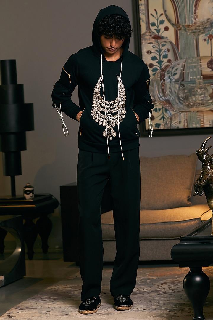 Black Fleece Crystal Embroidered Jumper by Siddartha Tytler Men