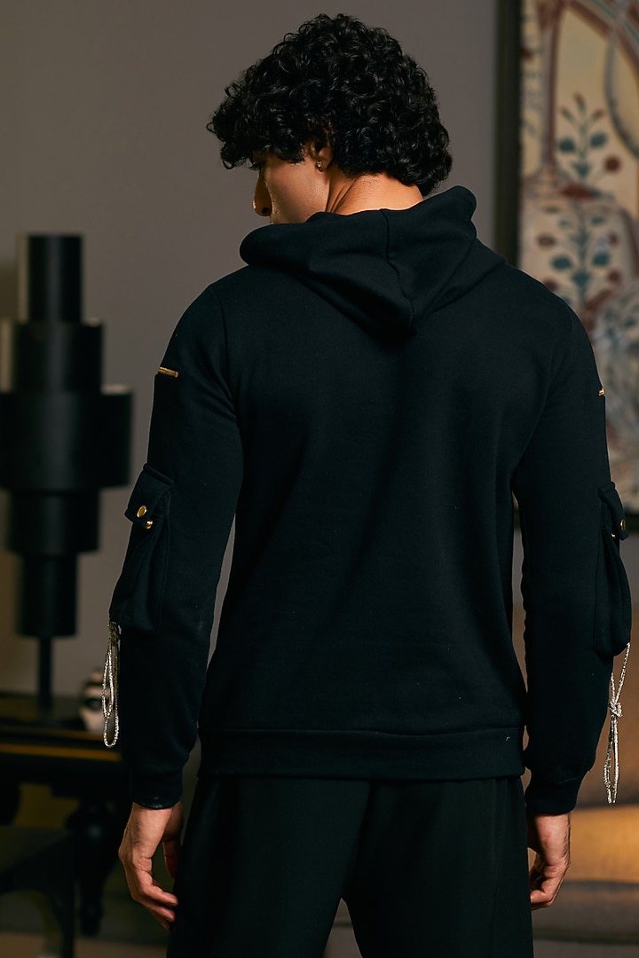 Black Fleece Crystal Embroidered Jumper by Siddartha Tytler Men at Pernia's Pop Up Shop