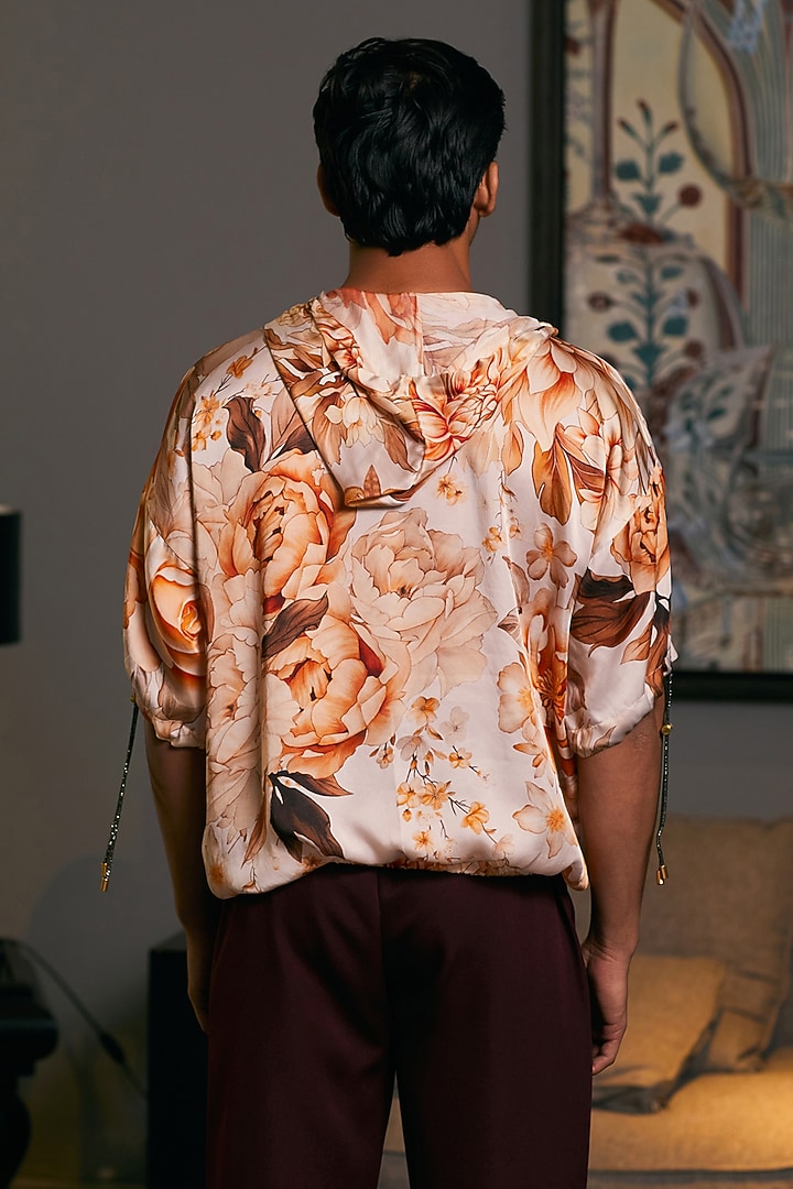 Beige Bemberg Satin Printed Jumper by Siddartha Tytler Men at Pernia's Pop Up Shop