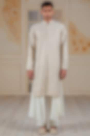 Beige Hand Embroidered Striped Wedding Sherwani Set by Siddartha Tytler Men at Pernia's Pop Up Shop