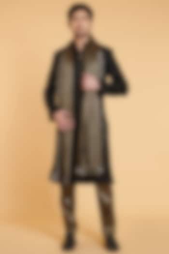 Black Matka Silk Sherwani Set by Siddartha Tytler Men