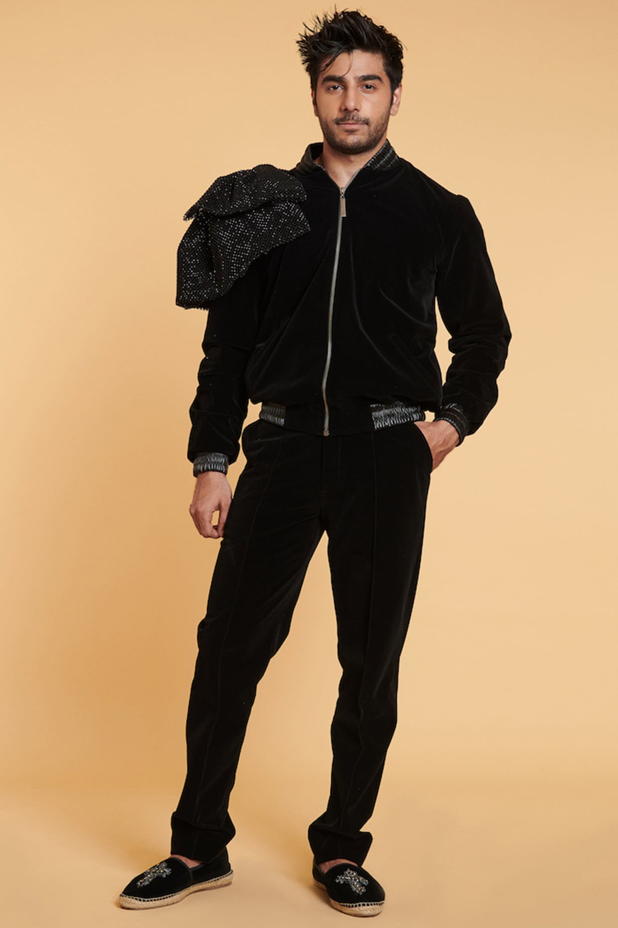 Black velvet outlet bomber