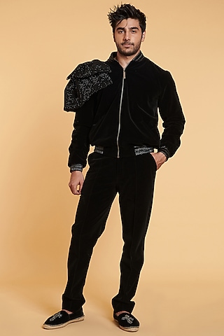 Black Velvet Pants by Siddartha Tytler Men