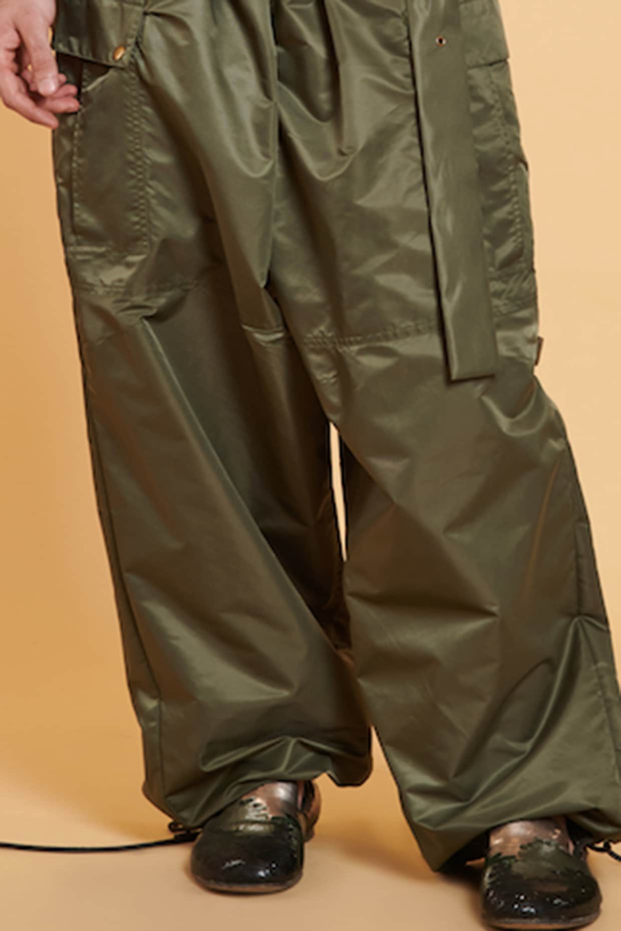 Elastic Waist Parachute Cargo Strap Trouser | boohoo