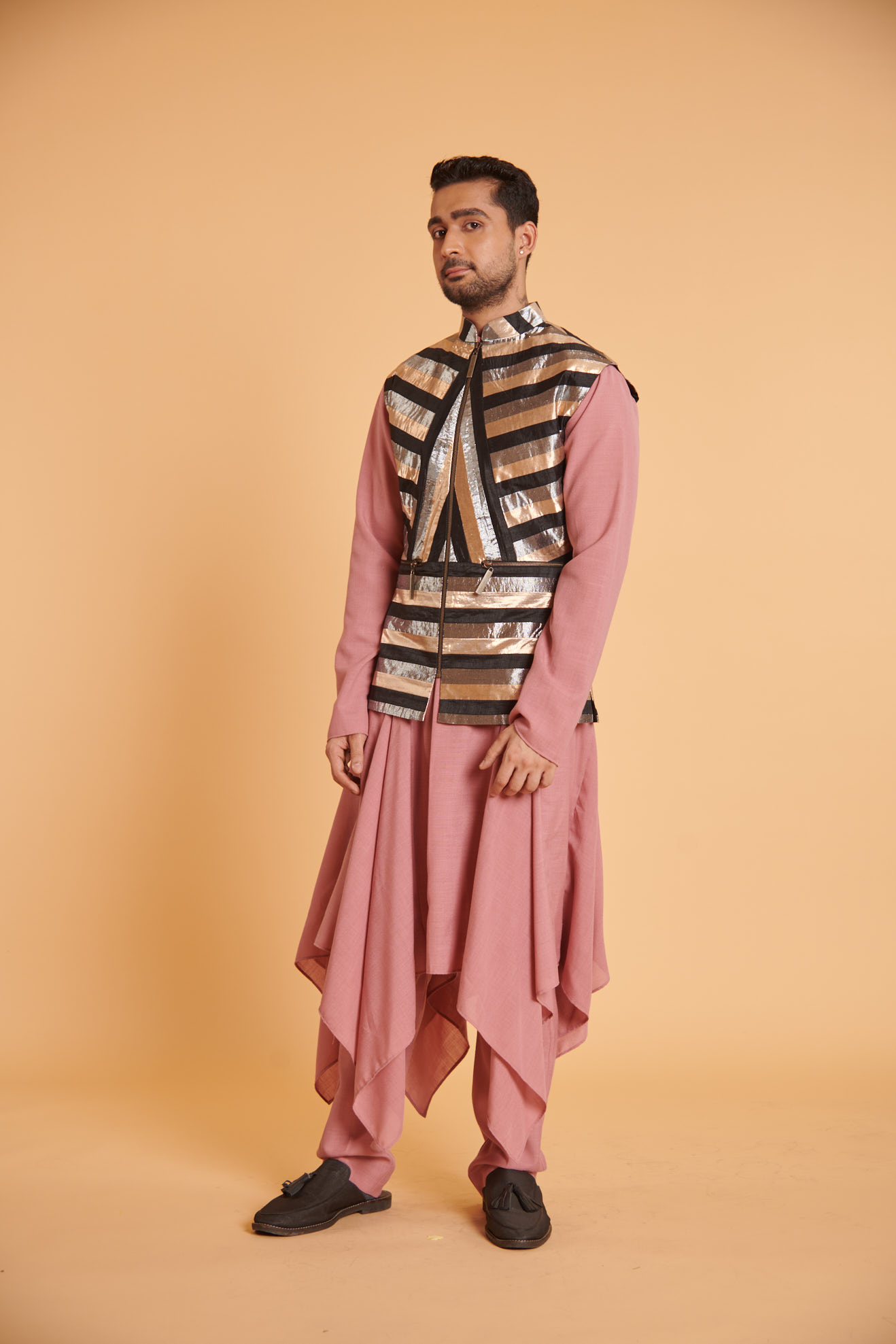 Multi-Colored Lame & Taffeta Bundi Jacket Set by Siddartha Tytler Men at Pernia's Pop Up Shop