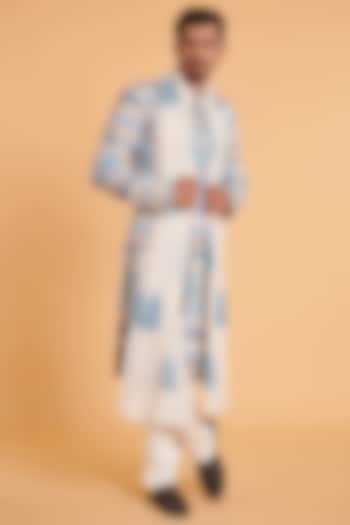 Ivory Matka Silk Embroidered Groom Sherwani Set by Siddartha Tytler Men at Pernia's Pop Up Shop