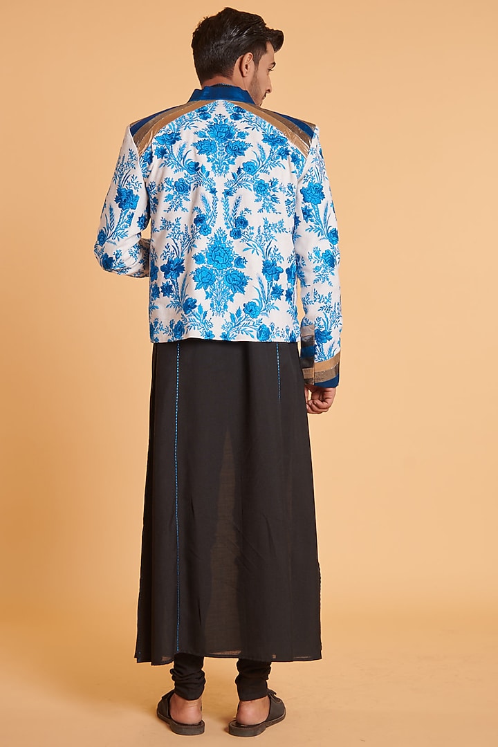 Ivory Matka Silk Embroidered Cropped Jacket by Siddartha Tytler Men at Pernia's Pop Up Shop