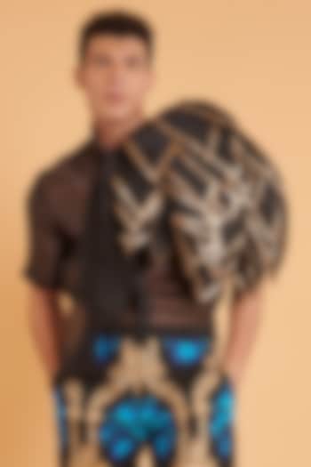 Black Organza Wedding Shirt by Siddartha Tytler Men at Pernia's Pop Up Shop