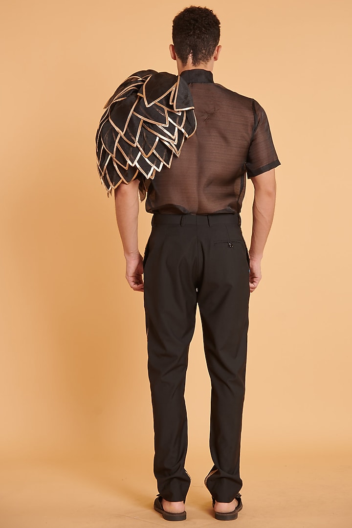 Black Organza Wedding Shirt by Siddartha Tytler Men at Pernia's Pop Up Shop