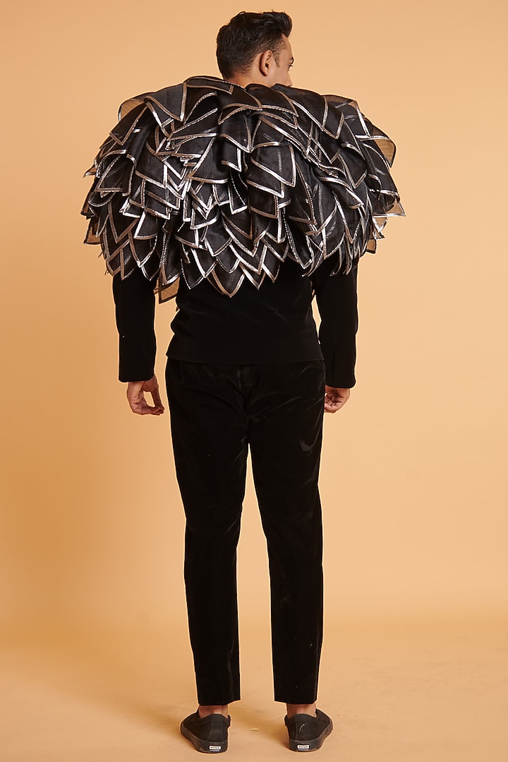 Black Velvet Wedding Bandhgala Set by Siddartha Tytler Men at Pernia's Pop Up Shop