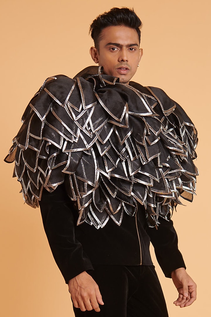 Black Velvet Wedding Bandhgala Set by Siddartha Tytler Men at Pernia's Pop Up Shop