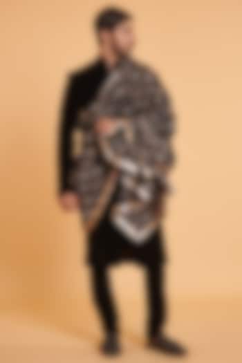 Black Velvet Sherwani Set by Siddartha Tytler Men