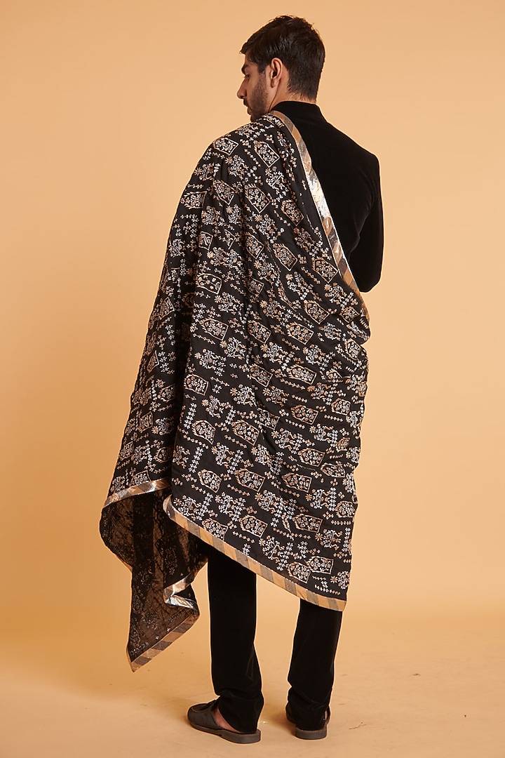 Black Velvet Wedding Sherwani Set by Siddartha Tytler Men at Pernia's Pop Up Shop