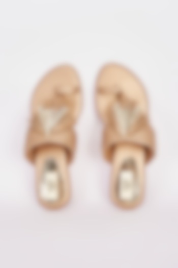 Gold Faux Leather Flats by Stoffa Bride