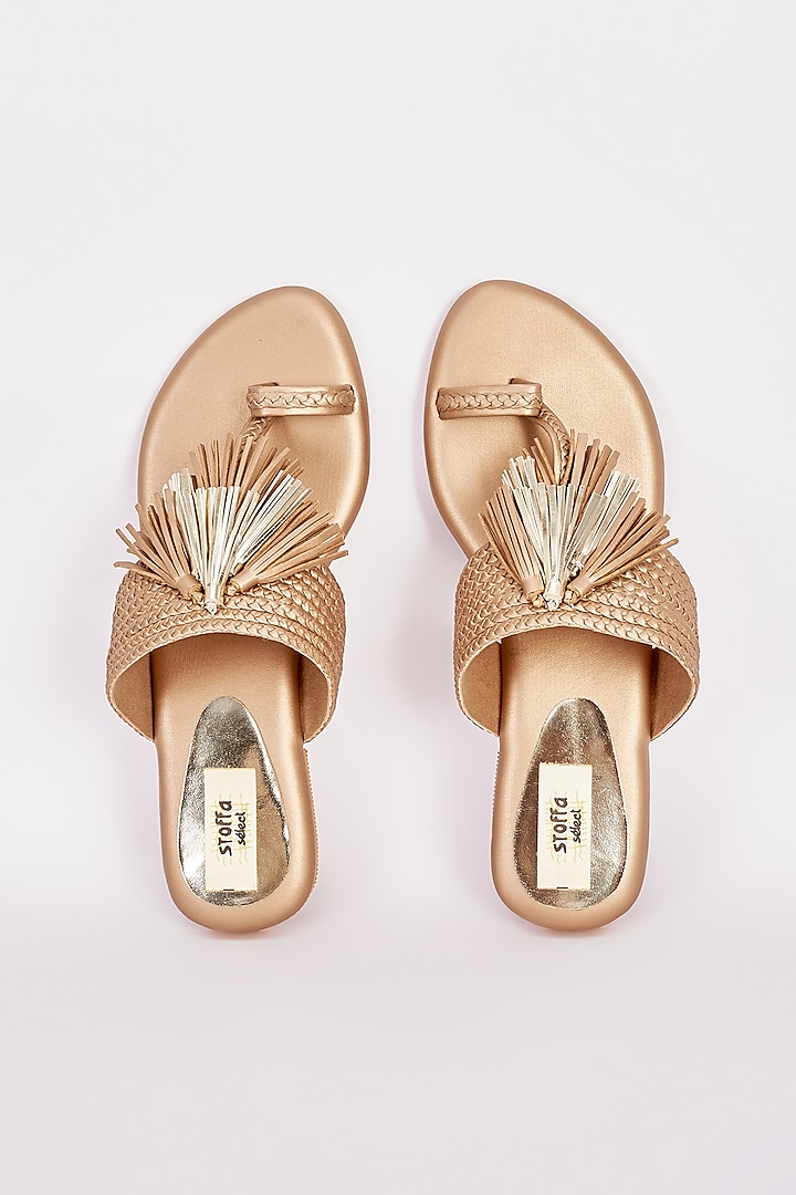 Gold Faux Leather Flats by Stoffa Bride