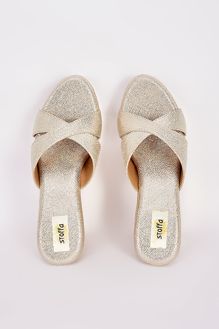 Gold Faux Leather Wedges by Stoffa Bride