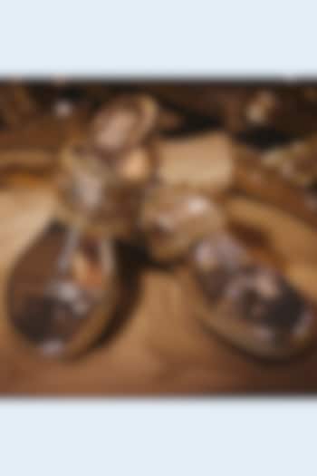 Silver Faux Leather Gota Embroidered Wedges by Stoffa Bride at Pernia's Pop Up Shop