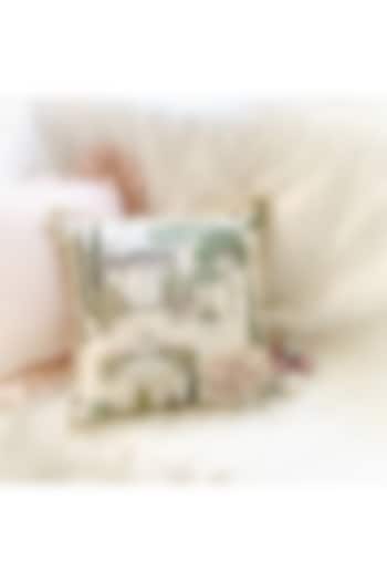 Cream & Green Cotton Printed Cushion Cover by Studio Covers at Pernia's Pop Up Shop