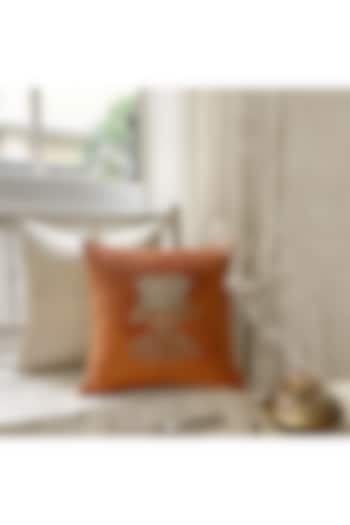 Orange Velvet Embroidered Cushion Cover by Studio Covers at Pernia's Pop Up Shop