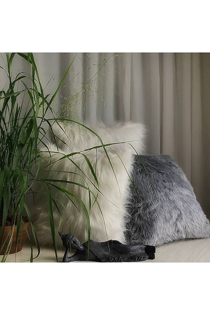 Ivory Faux Fur Cushion Cover by Studio Covers at Pernia's Pop Up Shop