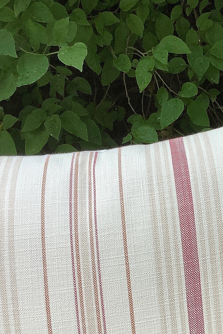 Ivory & Pink Cotton Stripe Printed Cushion Cover by Studio Covers at Pernia's Pop Up Shop