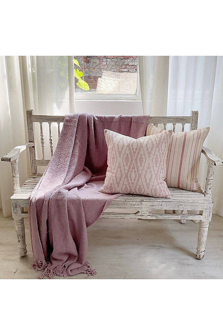 Ivory & Pink Cotton Stripe Printed Cushion Cover by Studio Covers at Pernia's Pop Up Shop