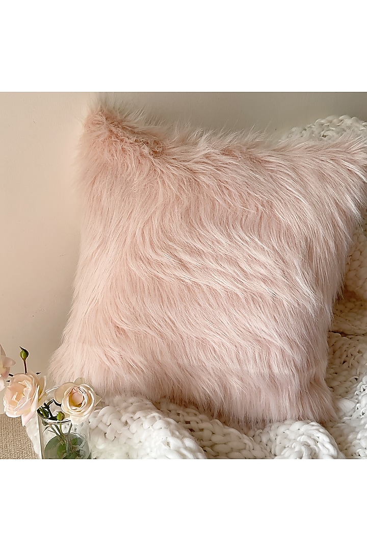 Faux Fur Vegan Blush Cushion Cover by Studio Covers