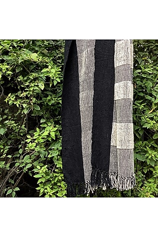 Black & White Contemporary Woven Cotton Throw by Studio Covers