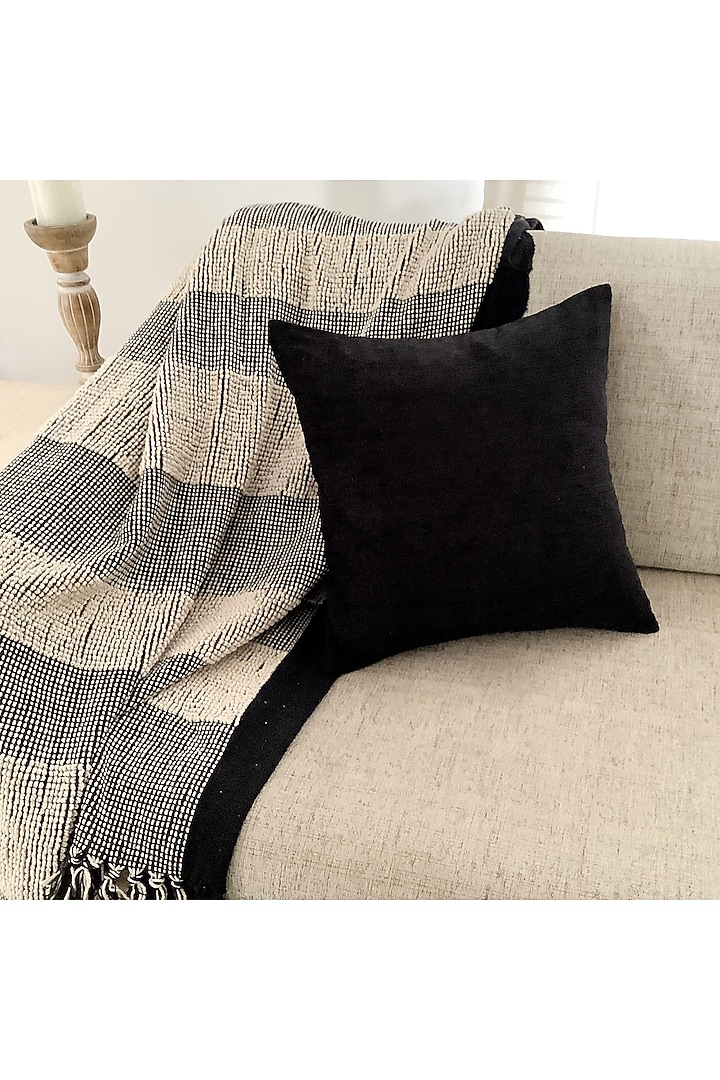 Black & White Contemporary Woven Cotton Throw by Studio Covers at Pernia's Pop Up Shop