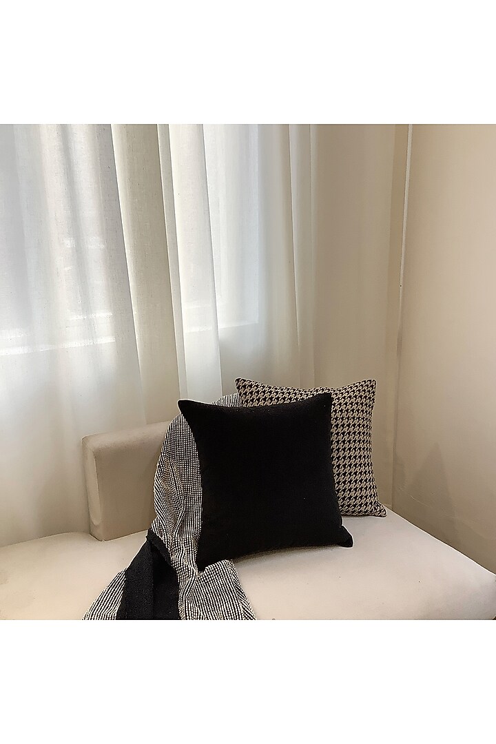 Black & White Contemporary Woven Cotton Throw by Studio Covers at Pernia's Pop Up Shop