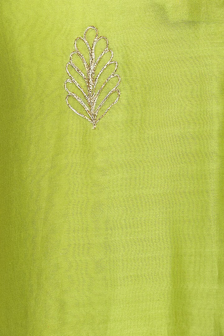 Lime green embroidered anarkali gown set available only at Pernia's Pop Up Shop.
