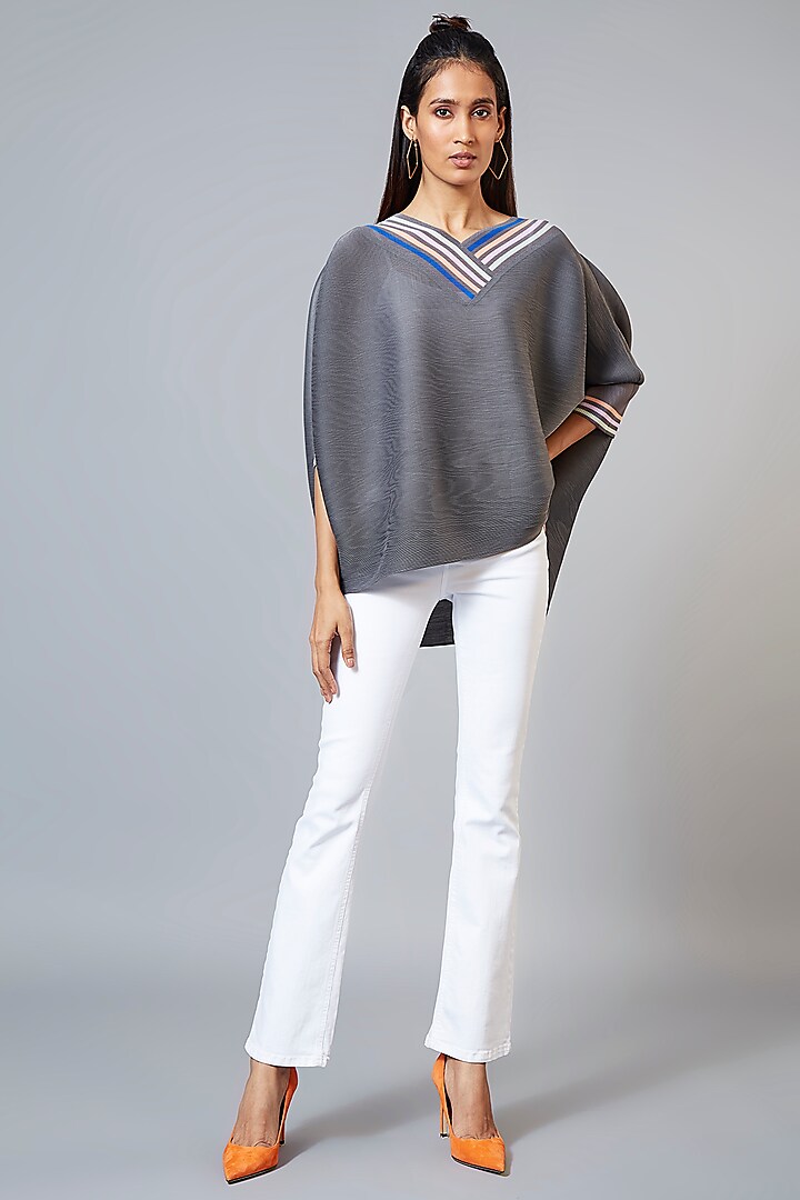 Grey Polyester Top by Scarlet Sage