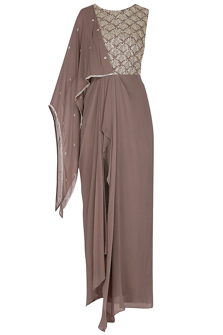 Ash Rose Draped Embellished Gown by Seema Thukral