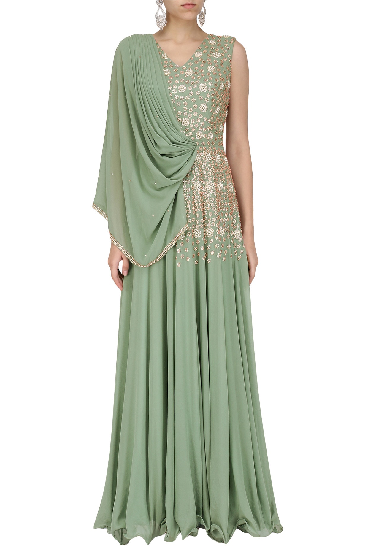 Izel Cape Gown in Olive