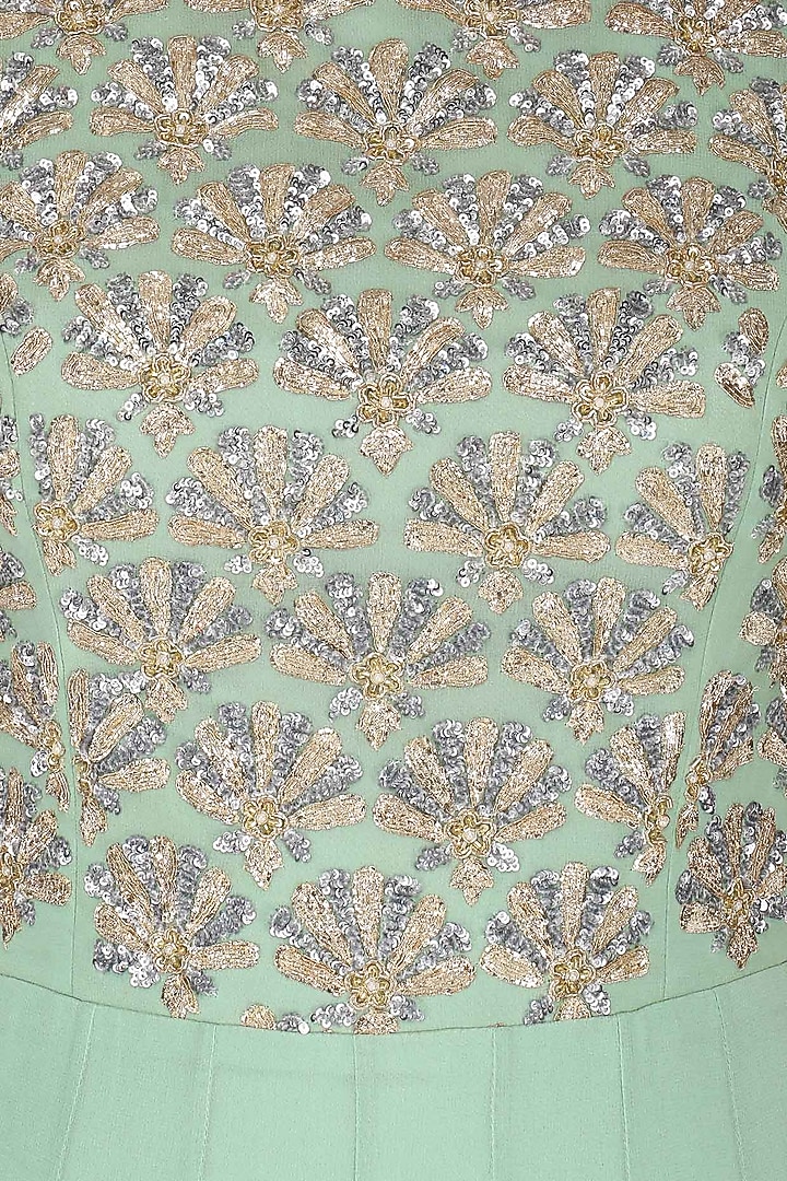 Dusky Green embroidered anarkali set available only at Pernia's Pop Up Shop.