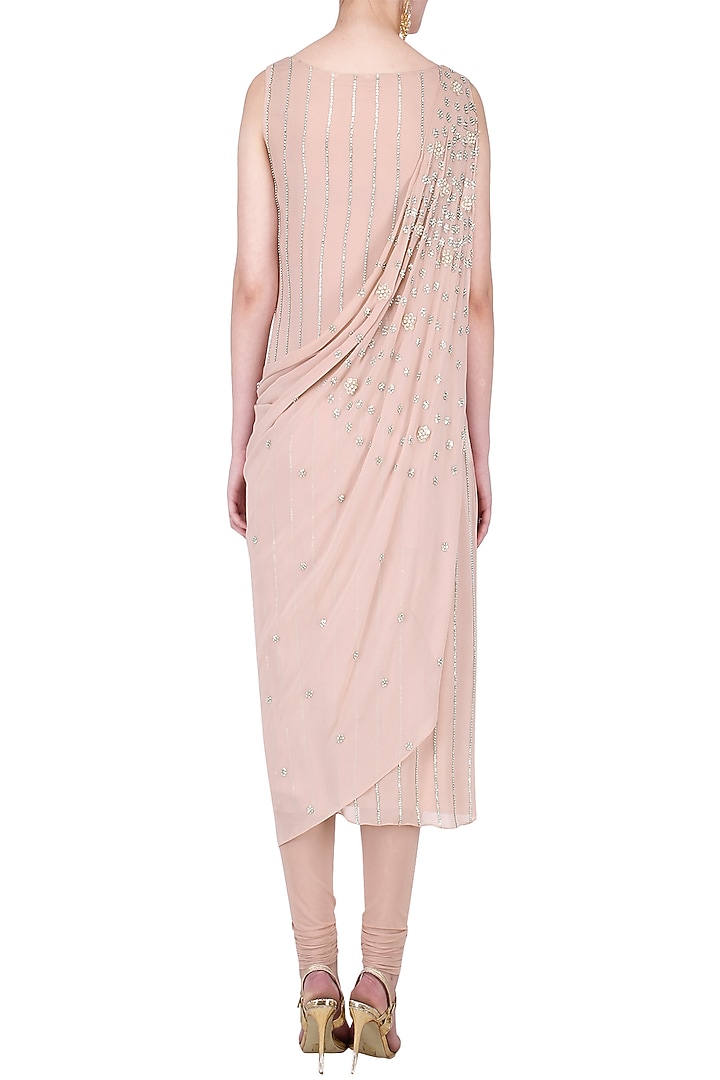Blush pink embroidered kurta with attached dupatta set available only at Pernia's Pop Up Shop.