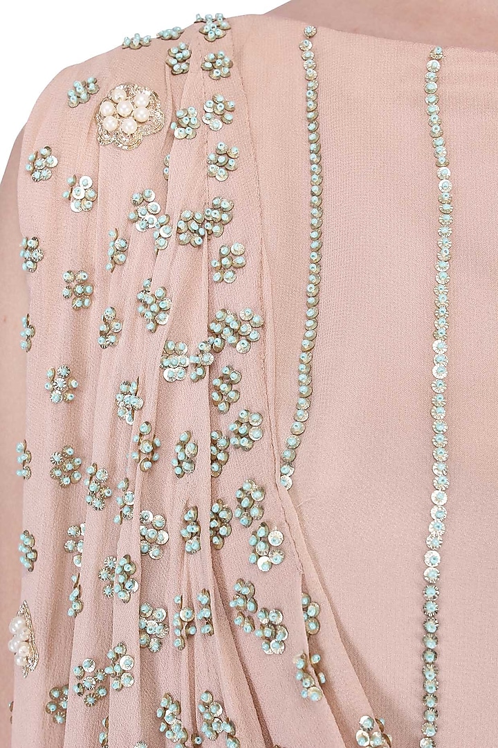 Blush pink embroidered kurta with attached dupatta set available only at Pernia's Pop Up Shop.
