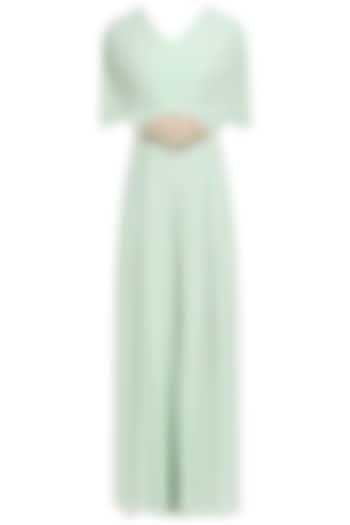 Mint Blue Embroidered Draped Jumpsuit by Seema Thukral