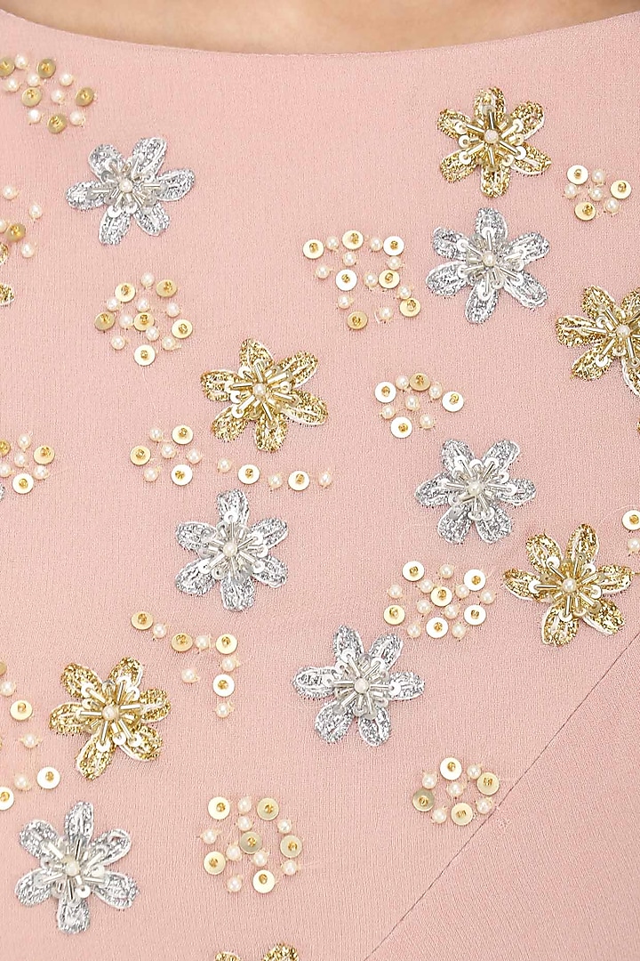 Blush pink floral embroidered attached dupatta anarkali available only at Pernia's Pop Up Shop.