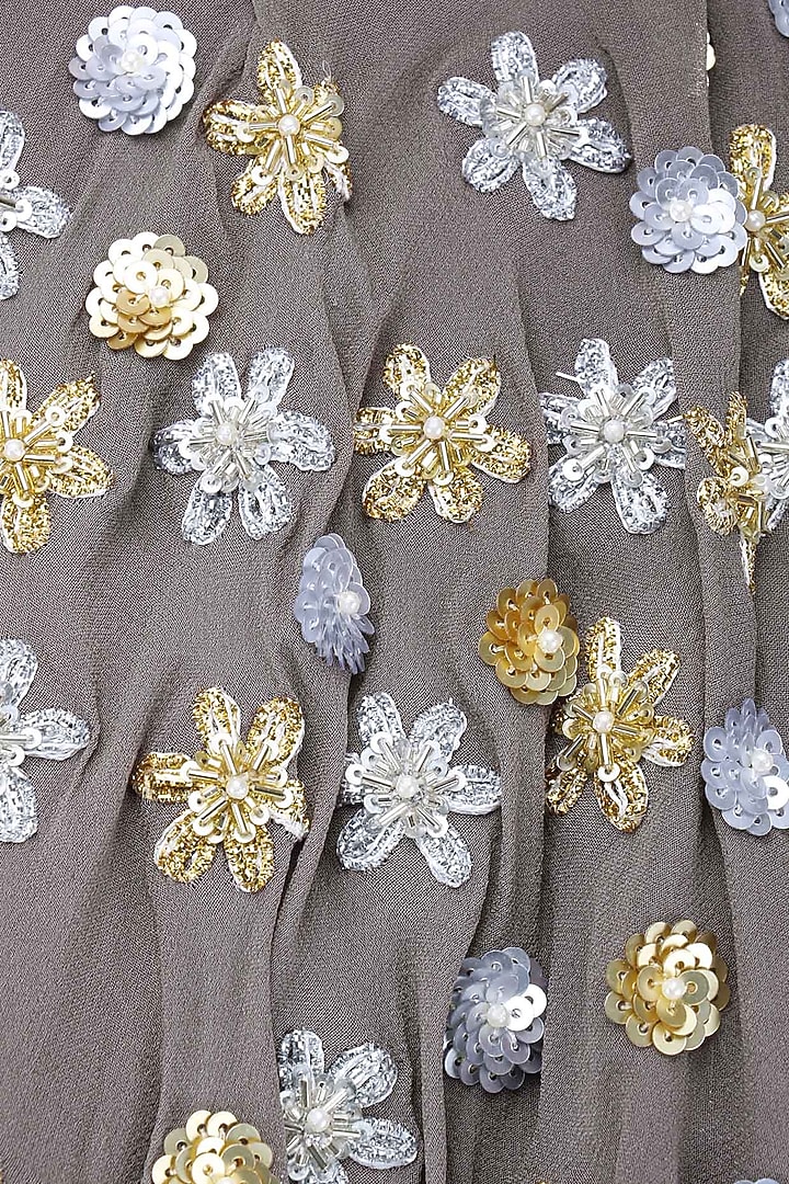 Grey embroidered attached dupatta anarkali available only at Pernia's Pop Up Shop.