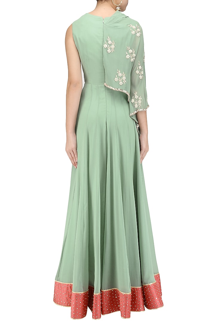 Pale blue embroidered drape cape anarkali available only at Pernia's Pop Up Shop.