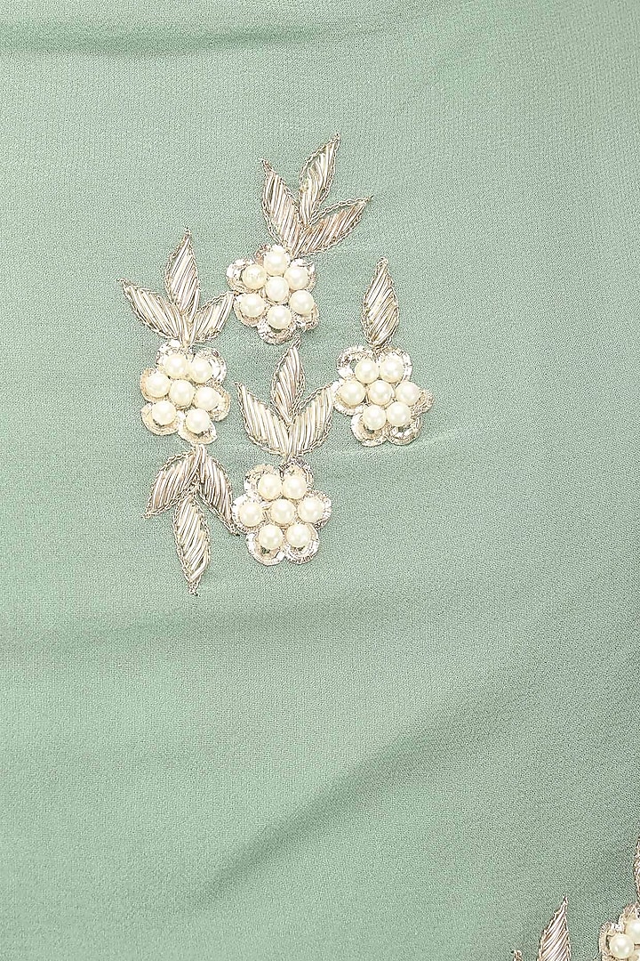 Pale blue embroidered drape cape anarkali available only at Pernia's Pop Up Shop.