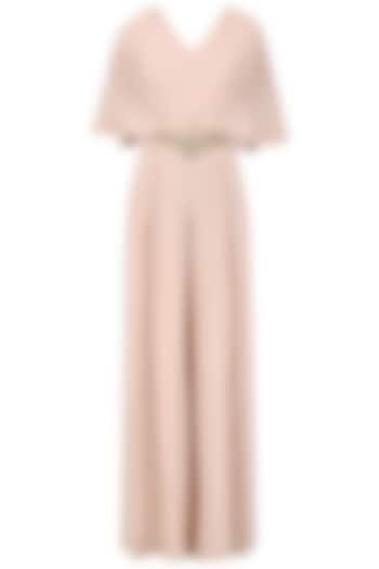Blush pink embroidered draped Jumpsuit available only at Pernia's Pop Up Shop.