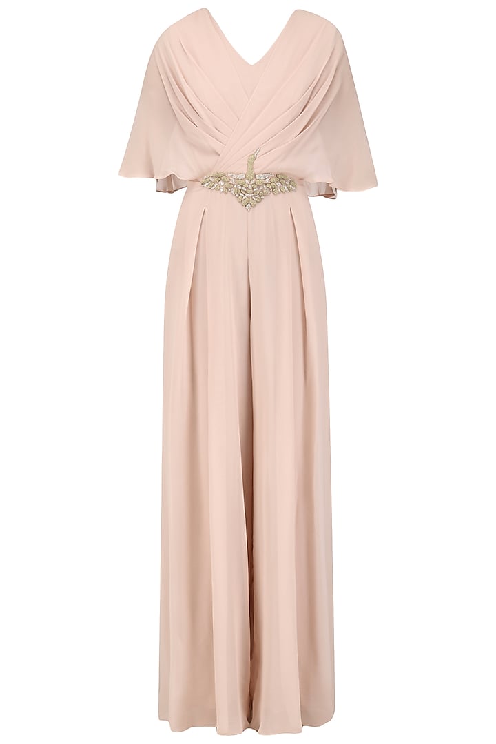Blush Pink Embroidered Draped Jumpsuit by Seema Thukral